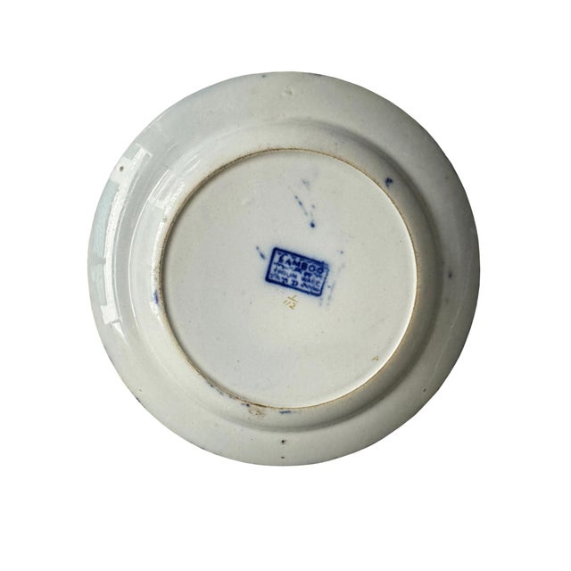 Early 19th Century Antique Thomas Dimmock & Co. Flow Blue Bamboo Plate For Sale - Image 5 of 5