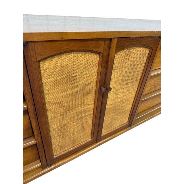 Brown Mid-Century Modern Lane Rhythm Walnut Dresser For Sale - Image 8 of 9