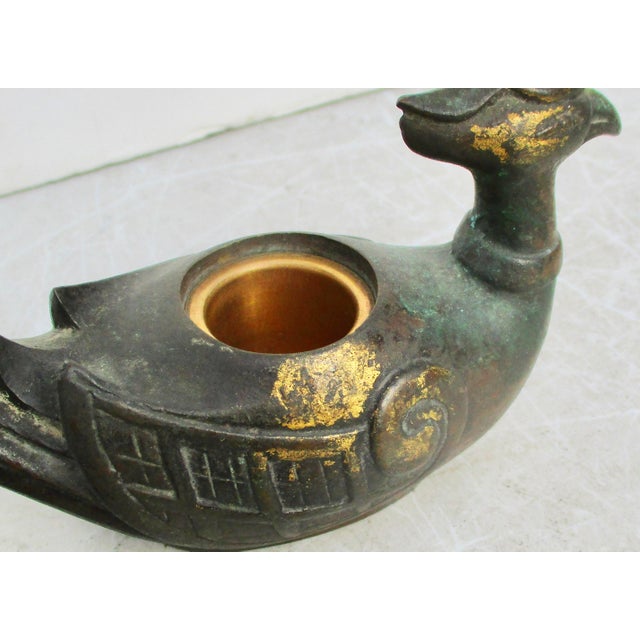 Japanese Japanese Mid Century Bronze Phoenix Incense Burnes For Sale - Image 3 of 9