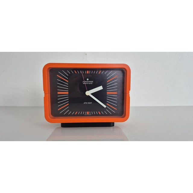 Orange Ato-Mat Table Clock from Junghans for Olympia, 1970s For Sale - Image 4 of 18