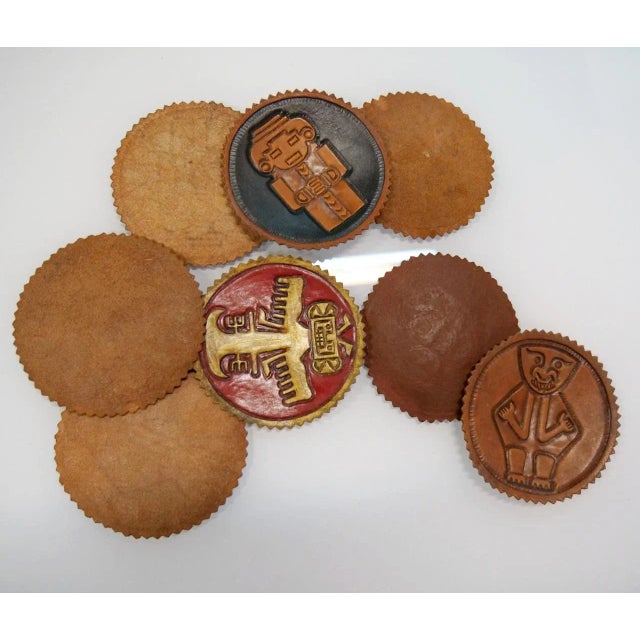 Peruvian Leather Plaques, 1950s, Set of 8 For Sale - Image 4 of 11