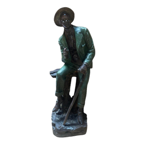 Signed Farnsworth Bronze Sculpture of Sitting Southern Gentleman
