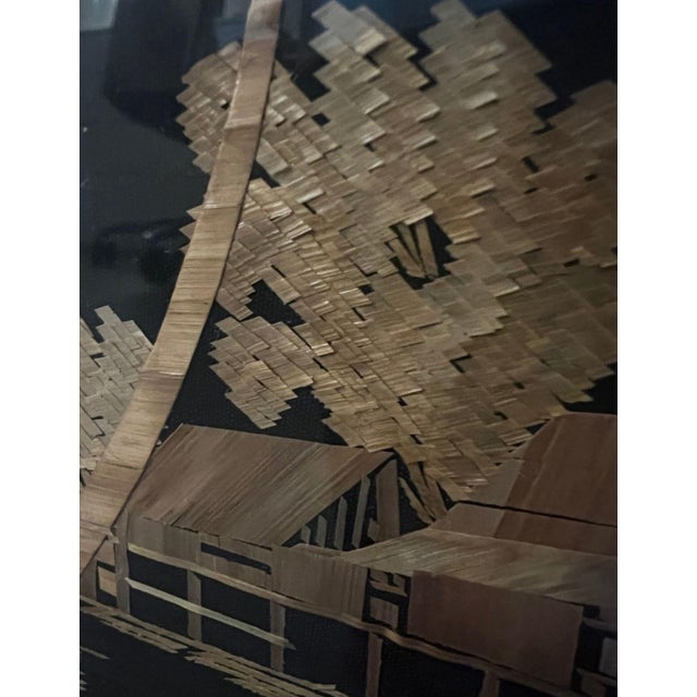 Boho Chic Vintage Framed Straw Marquetry Tropical Scene For Sale - Image 3 of 6