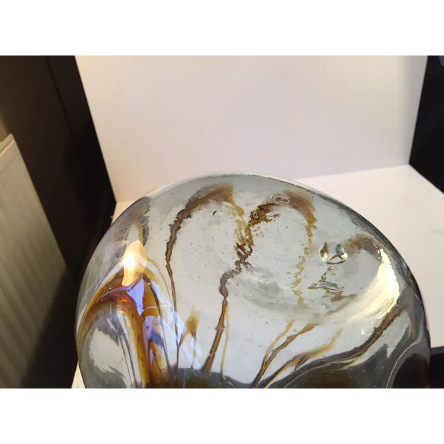 Large Art Nouveau Glass Vase with Amber Threading, 1910s For Sale - Image 7 of 11
