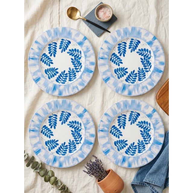 Ceramic Vintage Marie Daâge Hand-Painted Limoges Porcelain Dinner Plates - Set of 4 For Sale - Image 7 of 8