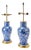 Mid 20th Century Blue and White Chinese Export Style Lamps With Custom Gilt Bases - Pair For Sale