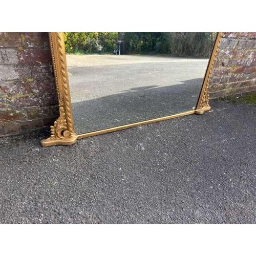 Large Antique English Arched Top Gilt Rope Twist Overmantle Mirror, 19th Century For Sale - Image 5 of 9