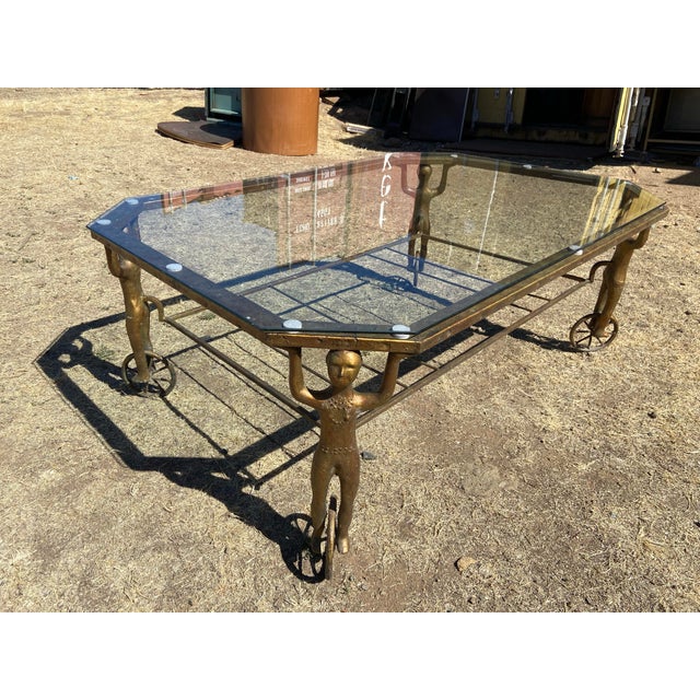 1950s Androgynous Figural Cast Iron Gueridon Coffee Table After Alberto Giacometti For Sale - Image 11 of 12