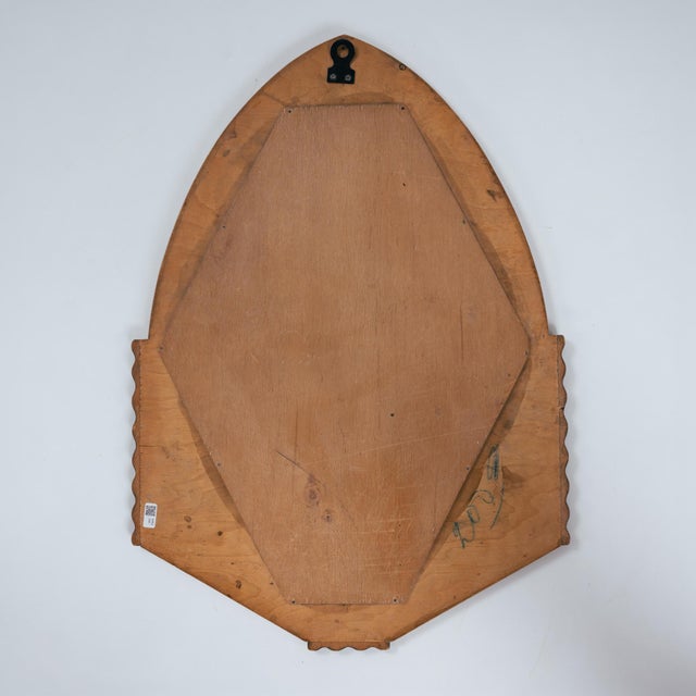 Vintage Dutch Art Deco Oak Mirror with Ebonized Details, 1920s For Sale - Image 11 of 15