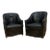 Vintage Mario Bellini Style Black Italian Draped Leather Barrel Back Club Chairs by Neidermier - Pair For Sale