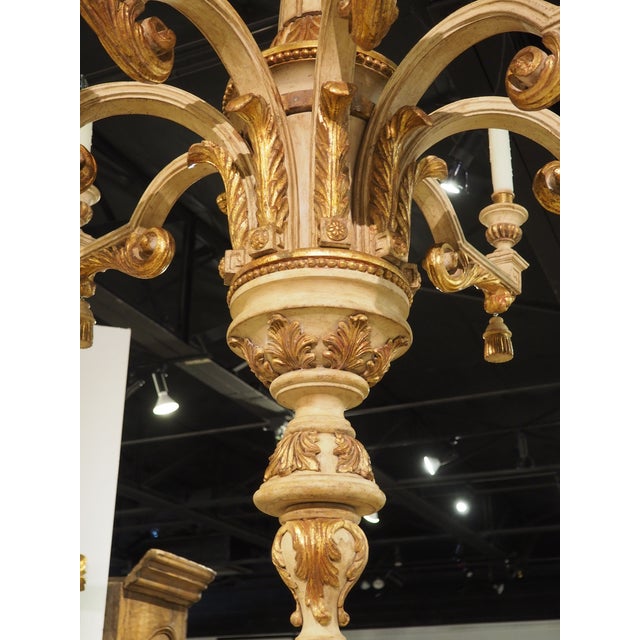 Large Early 1900s Painted and Gilded Wooden Chandelier From Italy, 72.5 X 49 In For Sale - Image 18 of 18