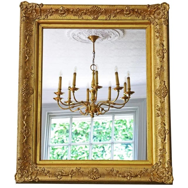 Gold Large 19th Century Gilt Overmantle Wall Mirror For Sale - Image 8 of 8