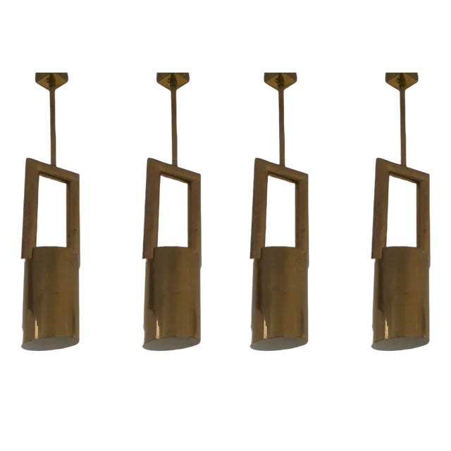 Brass Pendant Lamps, 1970s, Set of 4 For Sale