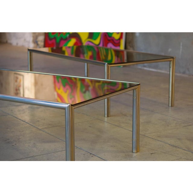 Coffee Tables in Aluminum, Brass & Glass, 1970s, Set of 2 For Sale - Image 3 of 16