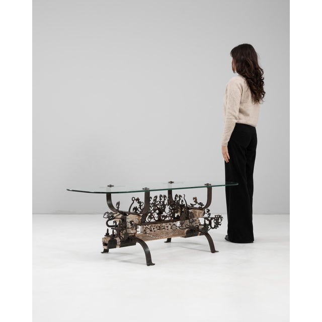 Asian 1900s Asian Wrought Iron Coffee Table With Figural Elements For Sale - Image 3 of 18