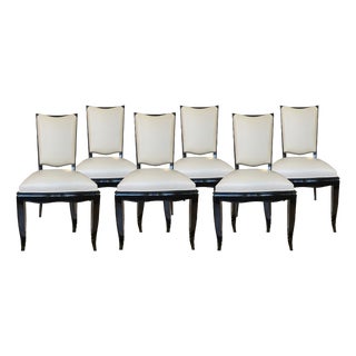 Art Deco Dining Table Chairs, France, 1930s, Set of 6 For Sale