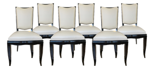 Art Deco Dining Table Chairs, France, 1930s, Set of 6