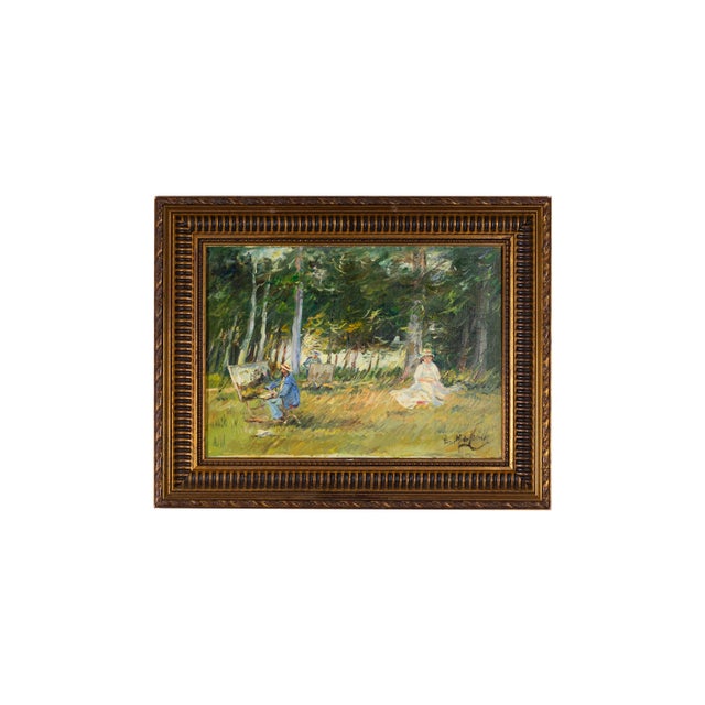 Pierre Morinville, Barbizon Style Scene, 1800s, Oil on Canvas, Framed For Sale - Image 5 of 5