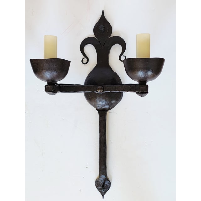 Gothic Ironware International Inc. Athena Wrought Iron Wall Sconces-a Pair For Sale - Image 3 of 14