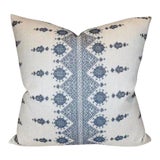 Carmania Woven Pillow Cover in Indigo, Indoor Outdoor Pillow For Sale