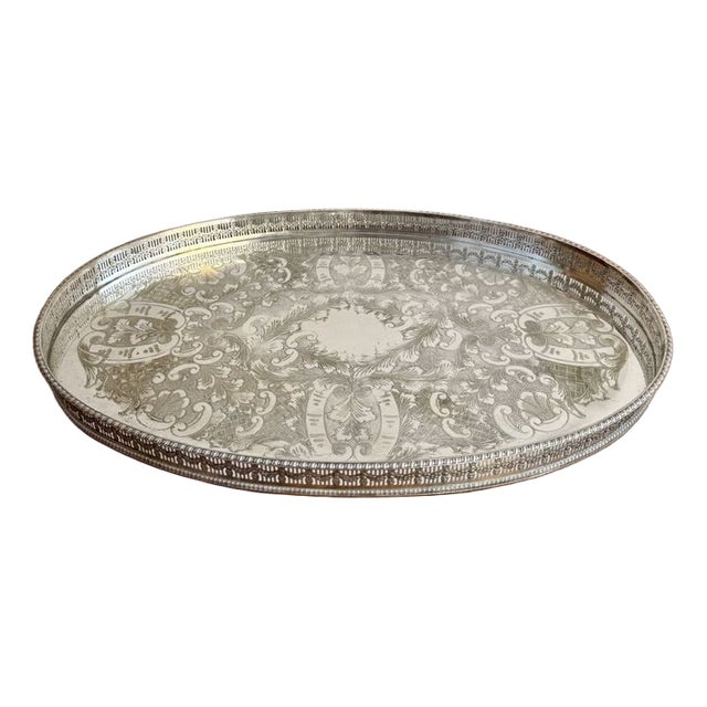 Antique Edwardian Silver Plated Tray, 1900s For Sale