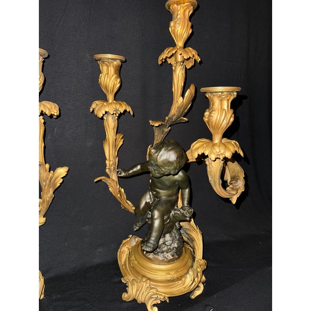 Bronze Circa 1880 Rozet Louis XV Gilt Bronze Candelabras, Pair For Sale - Image 8 of 18