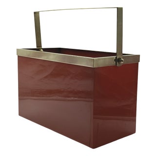 Vintage Magazine Rack in Orange Acrylic and Brass from Christian Dior, 1960s For Sale