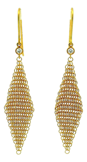 1980s Pair of Elsa Peretti for Tiffany & Co. 18k Gold Mesh Diamond Drop Earrings