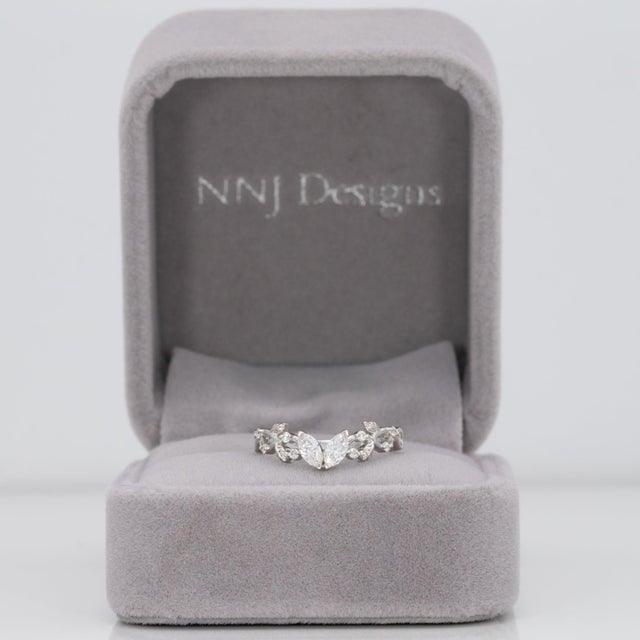 Modern Diamond Band With Earth-Mined Diamonds in Solid 14k Gold, Marquise Cut For Sale - Image 3 of 11