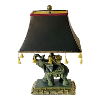 Mac Kenzie Childs Style Tropical Sculptural Elephant Lamp With Shade For Sale
