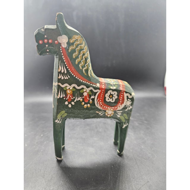 Folk Art Hand-Painted Wooden Dala Horse For Sale - Image 3 of 5