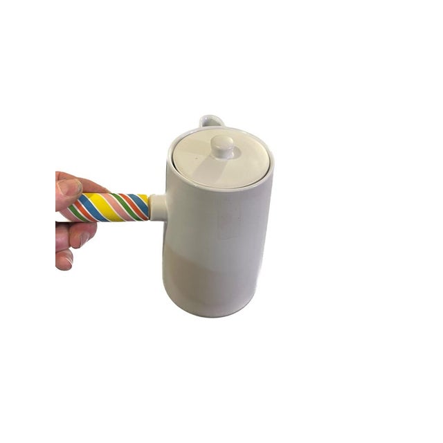 Postmodern Postmodern Ceramic Side-Handled Chocolate Pot – Memphis Style For Sale - Image 3 of 13