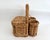 Tan Vintage Wicker Wine Picnic Basket For Sale - Image 8 of 9