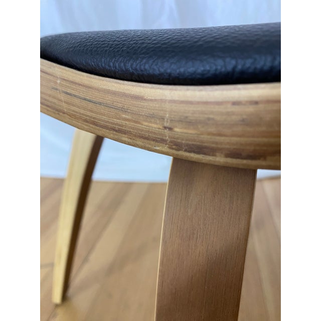 Wood 1960s Nuevo Satine Dining Chairs With Black Leather Seats - Set of 6 For Sale - Image 7 of 9