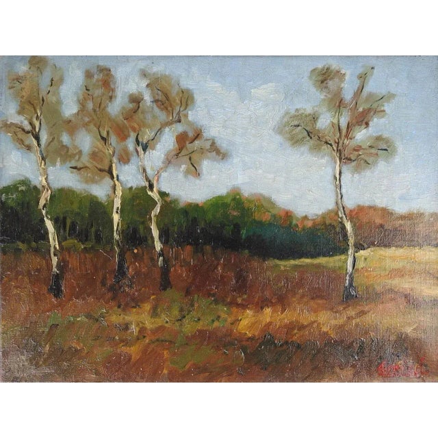 1940s Vintage 1943 Impressionist Landscape Painting For Sale - Image 5 of 5