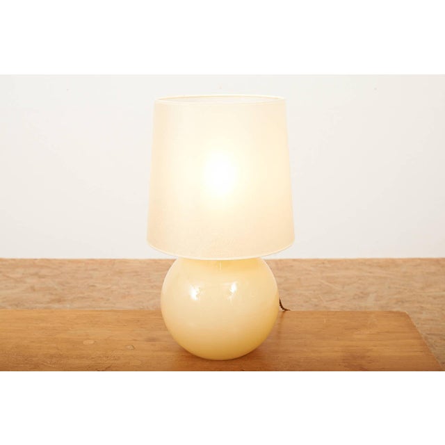 Table Lamp with Sepia-Yellow Glass Base and Shade, 1940s For Sale - Image 3 of 12