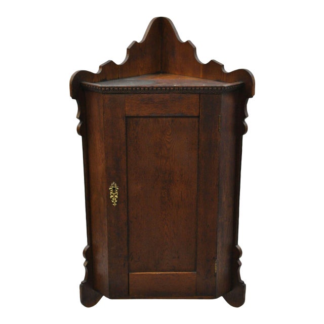Oak American Eastlake Victorian Wall Hanging Corner Cabinet Chairish