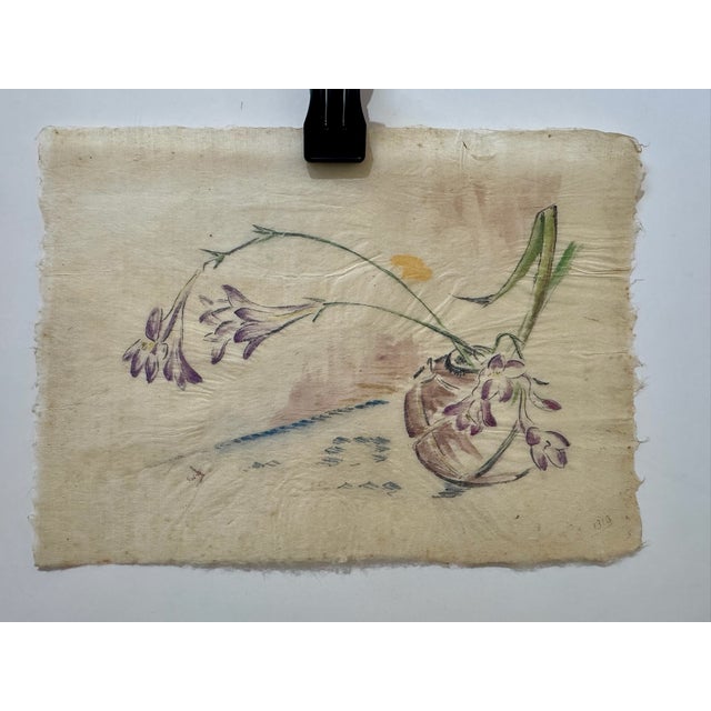 1940s Henry Emil Salloch Original Watercolor on Paper Floral Still Life With Freesia Blossoms, 1940. For Sale - Image 5 of 6