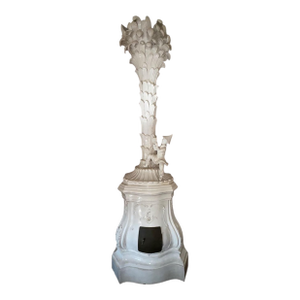 Italian Glazed Terracotta Palm Tree and Chinoiserie Stove