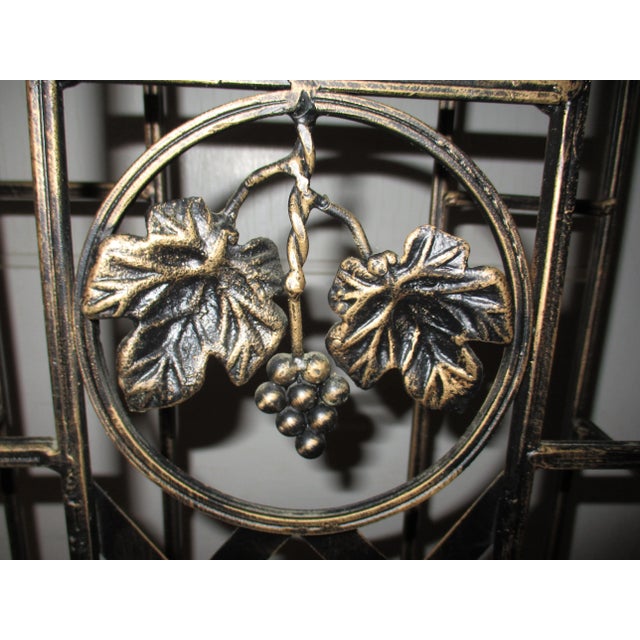 1980s Vintage Standing Metal Torch Candle Stand with Grape Leaf Design For Sale - Image 9 of 12