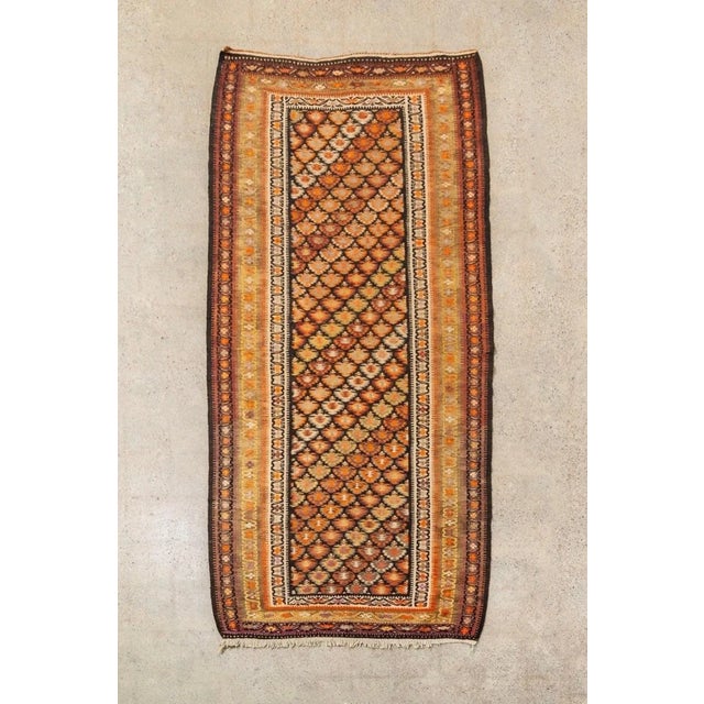 Early 20th Century Vintage Persian Veramin Kilim Orange Area Rug 4'9'' X 9'8'' For Sale - Image 11 of 11