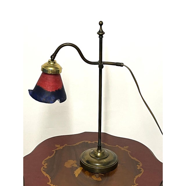 Antique Brass and Pate de Verre Glass Shade Table Lamp, 1890s, in Very Good conditions. Designed 1890 to 1919 I have...