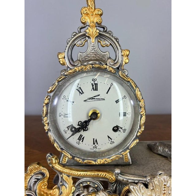 Lancini Imperial Ormolu Gilt Brass Mantle Clock with Candelabras, Set of 3 For Sale - Image 9 of 18