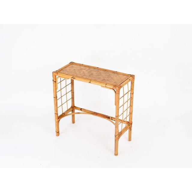 Mid-Century Console Table in Bamboo, Rattan and Wicker attributed to Franco Albini, Italy, 1970s For Sale - Image 8 of 13