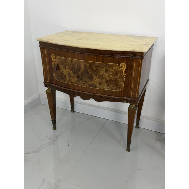 Mid-Century Nightstands with Marble Tops and Brass Details, 1950s, Set of 2 For Sale - Image 6 of 18