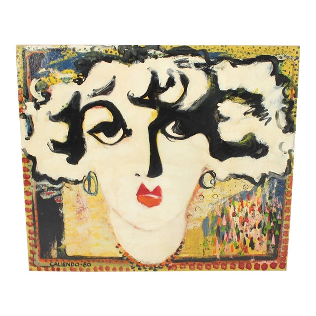 Single Vintage Alfonso Caliendo Original Pop Art Painting on Board #35 Abstract For Sale