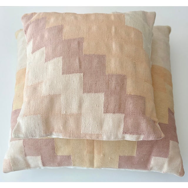 Ivory Two Hand Made Pastel Swedish Folk Art Pillows For Sale - Image 8 of 9