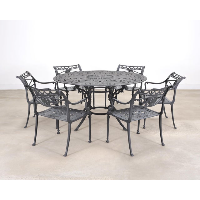Molla Kenneth Lynch Style Star and Dolphin Garden Table and Six Chairs For Sale - Image 4 of 18