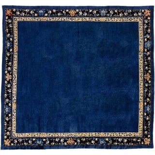 Chinese Blue Woolen Rug, 1920s For Sale