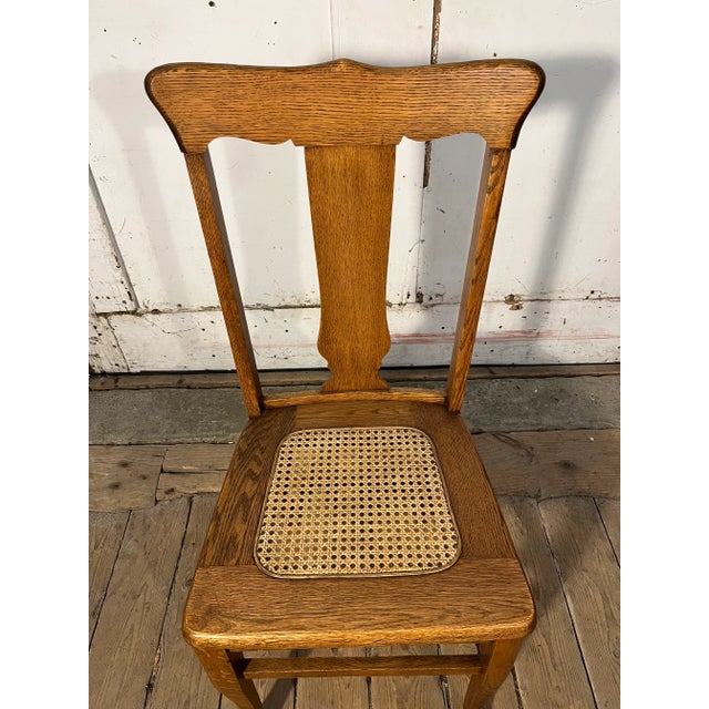 1920s Pair of Oak Vase Back Side Chairs For Sale - Image 9 of 10